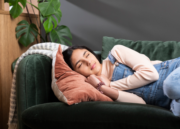 Girl napping on a couch